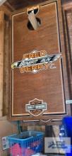 Fred Perry benefit run Harley-Davidson cornhole boards