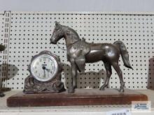 Vintage metal horse clock