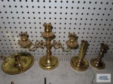 Baldwin brass candelabra and candlesticks