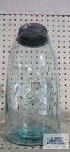 Antique root mason jar, marked D on bottom