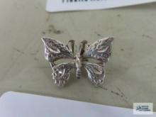 Silver colored butterfly pendant, marked 925