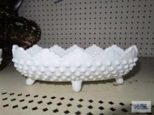 MIlk glass hobnail celery dish