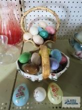 Ceramic Easter eggs with ceramic baskets