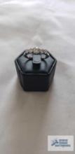Silver colored ring with five clear gemstones (CZ), marked 925, 2.8 G, size 8
