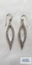 Silver colored dangle earrings, marked 925