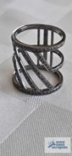 Silver colored sparkly stone (marcasite) ring, marked 925, 6.0 G, size 7