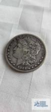 1881 Morgan dollar coin, marked S