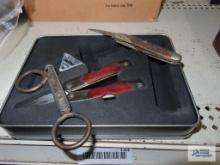 Vintage utility knife, vintage case knife parts and partial Sheffield gift set with multi-tool and