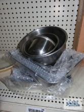 Stainless steel baking pans and mixing bowls