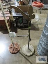 Antique magnifying lamp and metal floor lamp