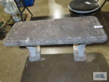 Three piece concrete bench. 35-1/2" long by 14" wide by 17-1/2" tall