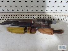 Lincoln's boyhood home miniature knife with sheath, handle is broken. Other small knife with sheath