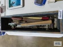 Hand tools and hardware in antique box