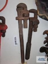 Walworth 18" pipe wrench and Ridgid 14" pipe wrench