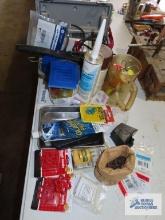 Dremel model 285 with case and accessories, assorted hardware and caulk