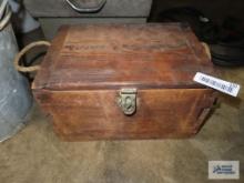 Homemade wooden box with rope handles
