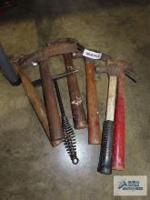 Assorted hammers, including chipping, ball peen, and welding