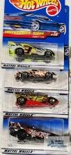 Complete set of 1999 Mega Graphics series Hot Wheel cars new in packages