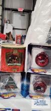 Hot Wheels holiday decoration series and millennium edition holiday decorations, new in packages