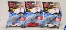 Three 2008 Hot Wheels Speed Racer cars. Mach 4, 5, and 6. all new in packages.