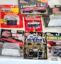 Winner's Circle, Racing Champions, Blues Brothers, Hot Rod, and other diecast cars, new in packages