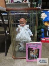 Patsy Doll Family encyclopedia and doll with stand in display case