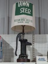 Lawn Seed advertising cast iron pump lamp. Botzum Bros. Seed Co., Akron, Ohio