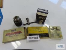 Carbide tipped tool bits and 1/16" to 1/2" chuck with key