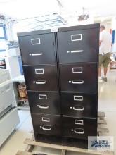 Pair of four drawer metal filing cabinets