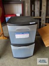 Plastic two drawer storage bin