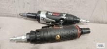 Two Exelair pneumatic die grinders