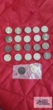 14 Buffalo nickels, 7 silver nickels, and 1 V nickel.