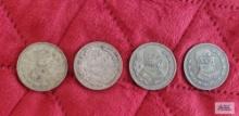 (2) 1957, 1962, and 1966 Mexican 1 Peso coins, also known as Tepalcate coin