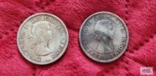 1957 and 1962 Canadian $1 coins.
