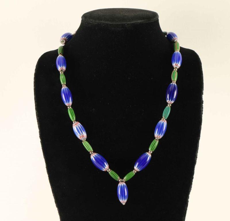 Native American Chevron Trade Bead Necklace