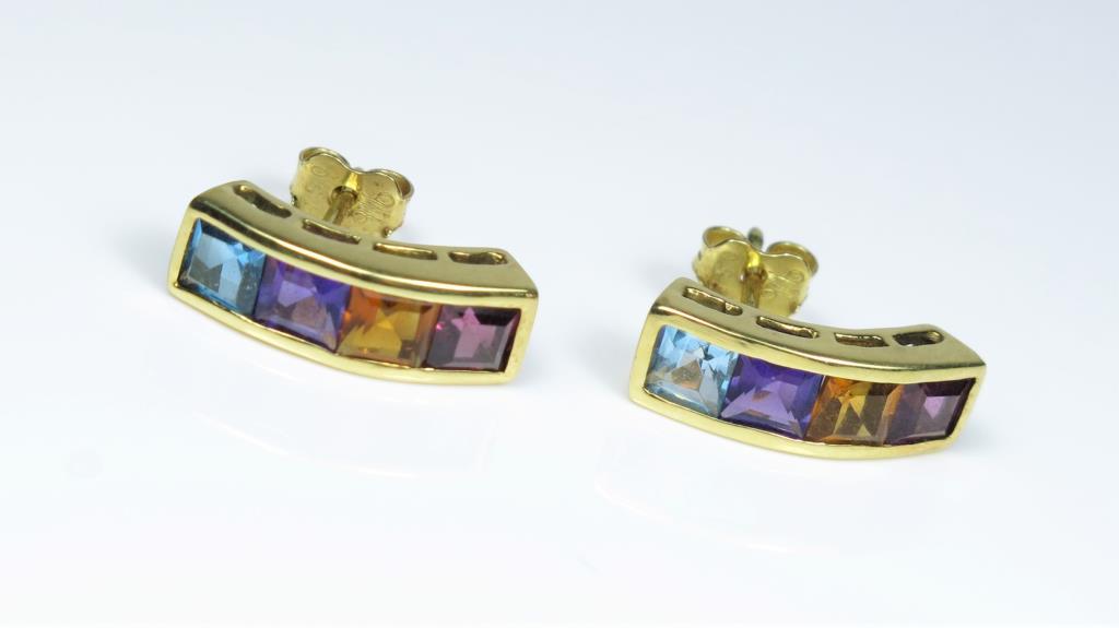 Colorful Multi Gem Earrings