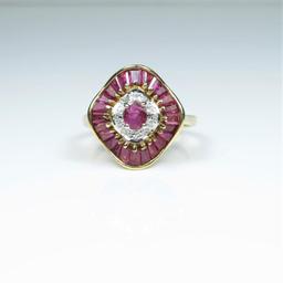 Elegant Ballerina style Ruby and Diamond Ring