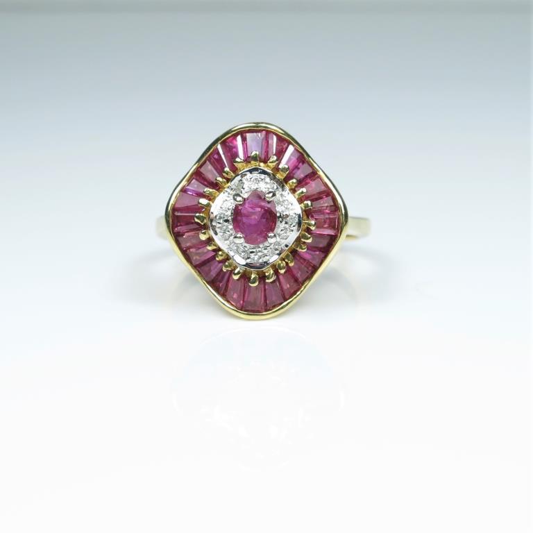 Elegant Ballerina style Ruby and Diamond Ring