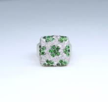 Fabulous Fine Green Tsavorite and Diamond Ring