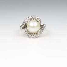 Beautiful Vintage Pearl and Diamond Ring