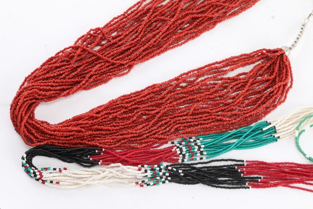 Micro Beaded Multi Strand Necklaces.