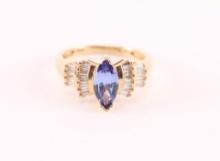 Marquise Cut Tanzanite & Diamond Ring.