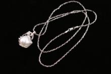 Freshwater Pearl & Diamond Pendant