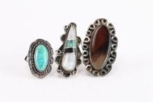 Lot of 3 Sterling Silver Rings.
