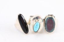 Lot of 3 Sterling Silver Rings.