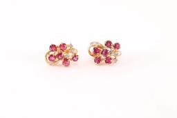 Sparkling Ruby & Diamond Earrings