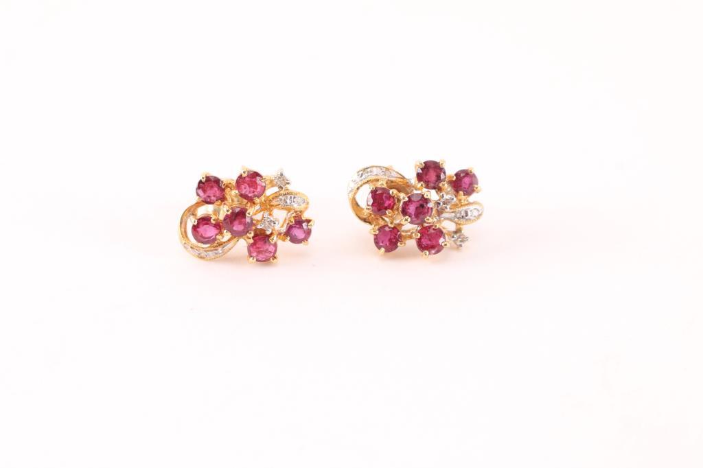 Sparkling Ruby & Diamond Earrings
