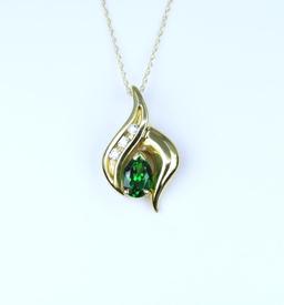 Elegant Fine Tsavorite Garnet & Diamond Pendant