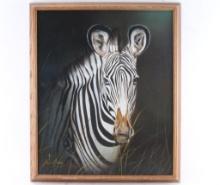 Original Oil on Canvas of Zebra.
