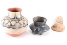 Lot of 3 Native American Pottery Pieces.